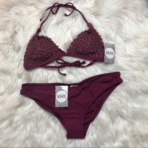 👙Set 💜 triangle crochet bikini top & bottom
